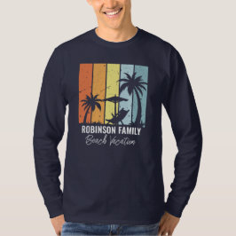 Custom Retro Beach Trip Navy Blue Long Sleeve T Shirt