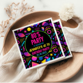 Custom Retro Neon 80’s Birthday – Fun Adult  Pappersservett