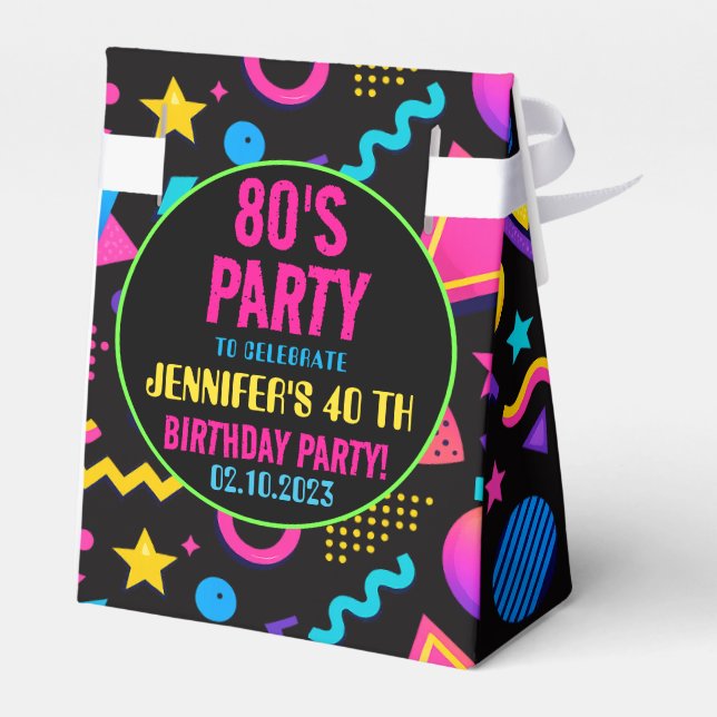 Custom Retro Neon 80’s Birthday – Fun Adult  Presentaskar (Baksidan Sidan)