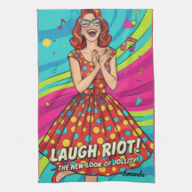 Custom retro painting laughing lady Jolly Red