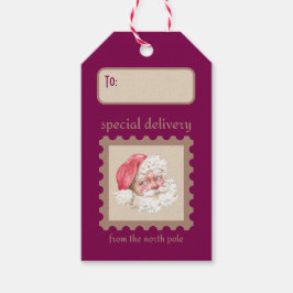 Custom Retro Paper Stamp Santa Special Delivery Presentetikett