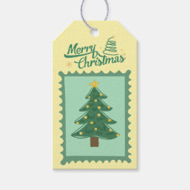 Custom Retro Paper Stamp with Christmas Tree Presentetikett