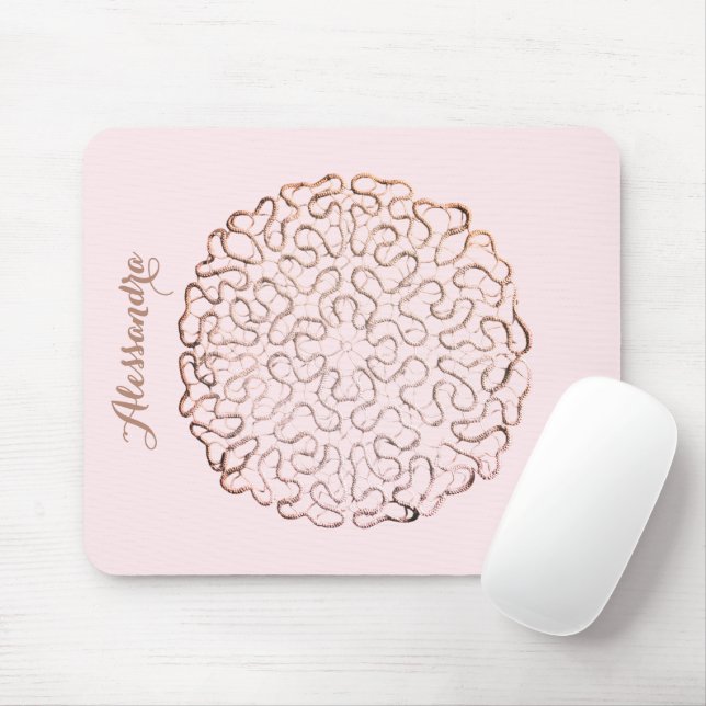 Custom Retro Pastel Pink Ombre Rose Gold Doily  Musmatta (Med mus)