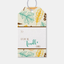 Custom Retro Vintage Colorful Fall Leaves Holiday Presentetikett