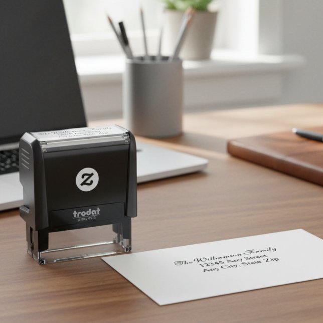 Custom Return Address Stamp – Elegant Script Självfärgande Stämpel (Self inking return address stamp)