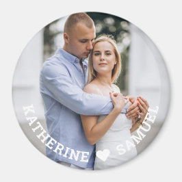 Custom Romantic Couple Photo  with Names & Love Magnet