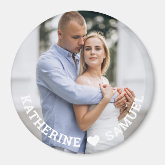 Custom Romantic Couple Photo  with Names & Love Magnet