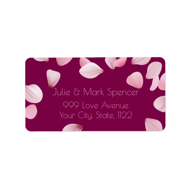 Custom Romantic Pink Petals Address Label Adressetikett (Framsidan)