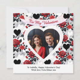 Custom Romantic Roses and Hearts Valentine's Day Julkort