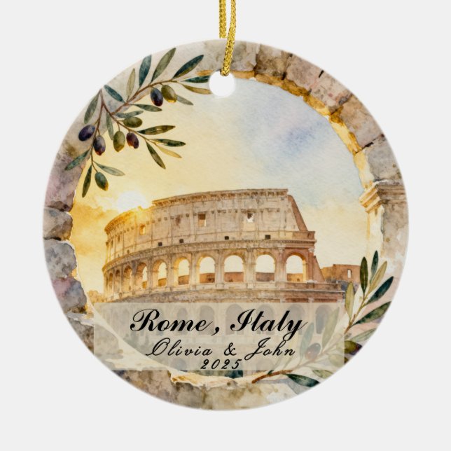 Custom Rome Honeymoon or Vacation Keepsake  Julgransprydnad Keramik (Framsidan)