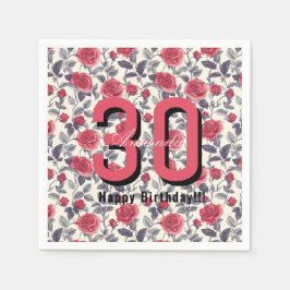 Custom Rose Themed First Birthday Pappersservett