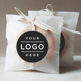 Custom Round Black Business Logo Promo Runt Klistermärke