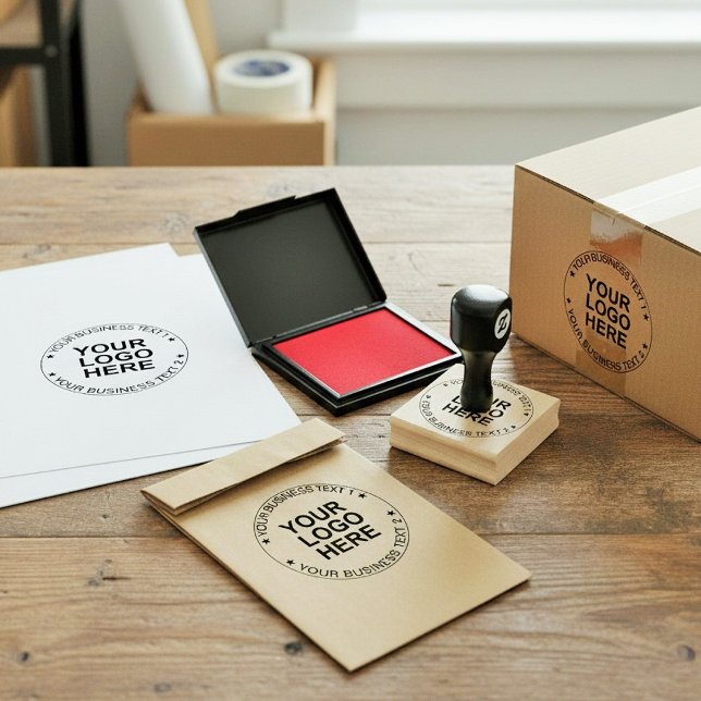 Custom Round Logo Stamp. Modern Business Text Seal Stämpel (Custom Handmade Your Business Logo Rubber Stamp)