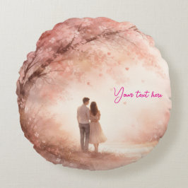 Custom Round Pillow – Romantic Couple Design Rund Kudde