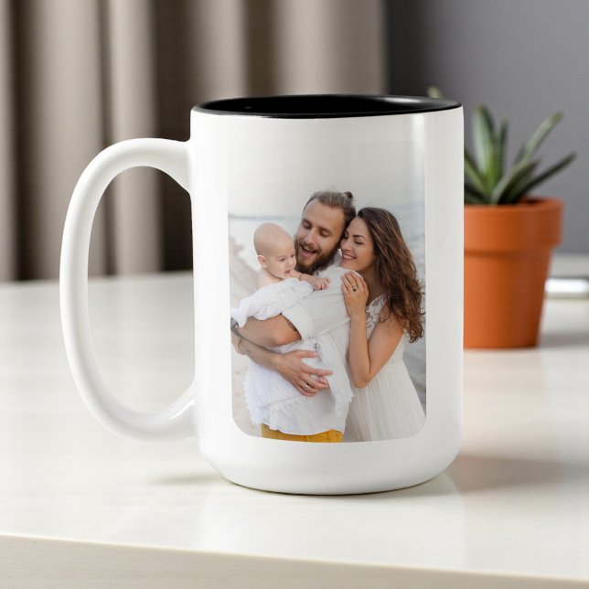 Custom Rounded Corners Photo Family  Två-Tonad Mugg (Skapare uppladdad)