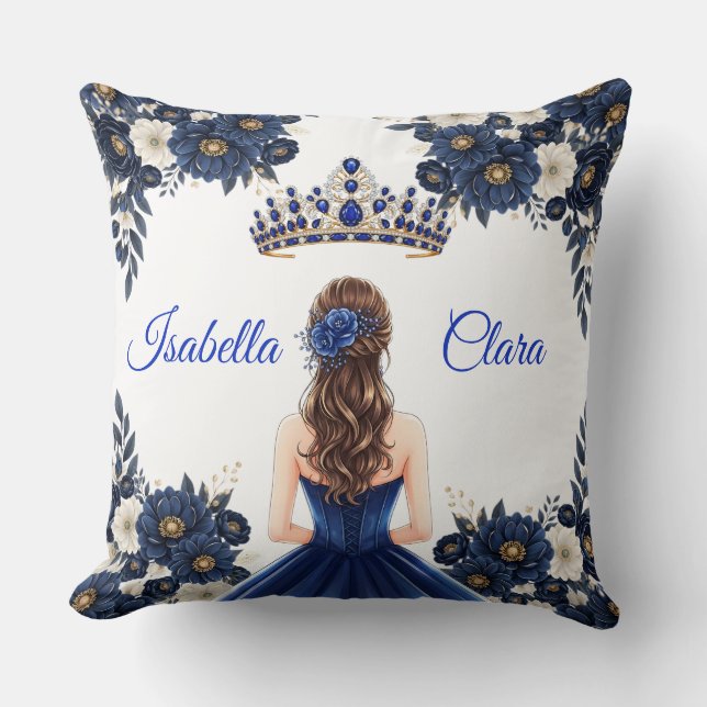 Custom Royal Blue Quinceanera Name Pillow Kudde (Framsida)