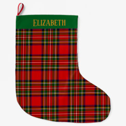 Custom Royal Stewart Clan Tartan Plaid Name Stor Julstrumpa