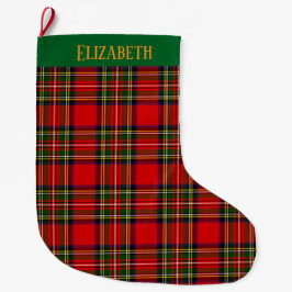 Custom Royal Stewart Clan Tartan Plaid Name Stor Julstrumpa