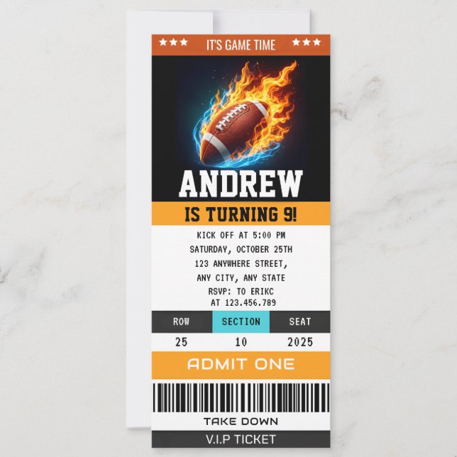 Custom Rugby Birthday Ticket Inbjudningar (Framsida)