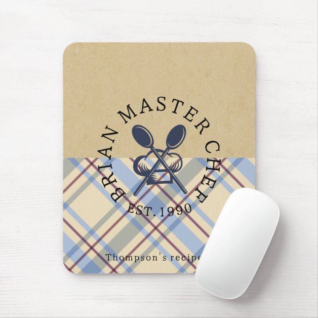 Custom rustic kraft paper and tartan farmhouse musmatta (Med mus)