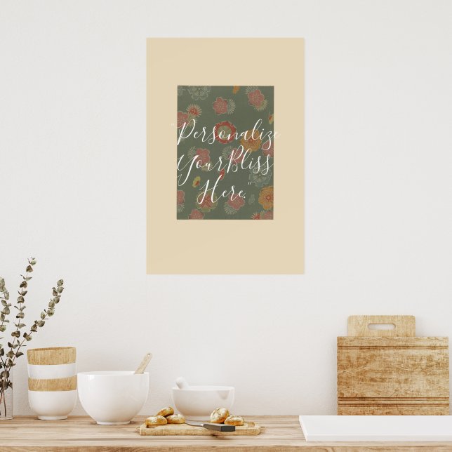 CUSTOM Ryukyu Bingata Kimono Pattern Print  Poster (Kök)