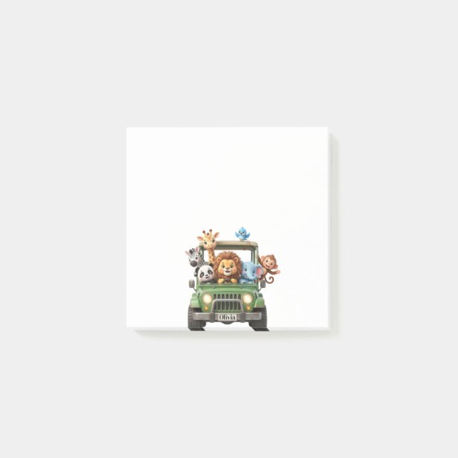 Custom Safari Adventure Jungle Jeep Sticky Notes Post-it Block (Framsida)
