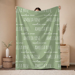 Custom Sage Name Blanket Gift for Newborn Baby Fleecefilt