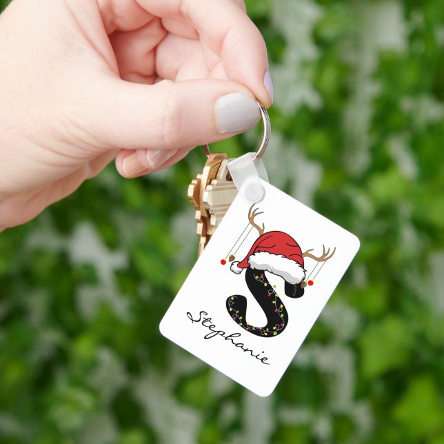 Custom Santa Claus Christmas Keychain for Women Nyckelring (Hand)