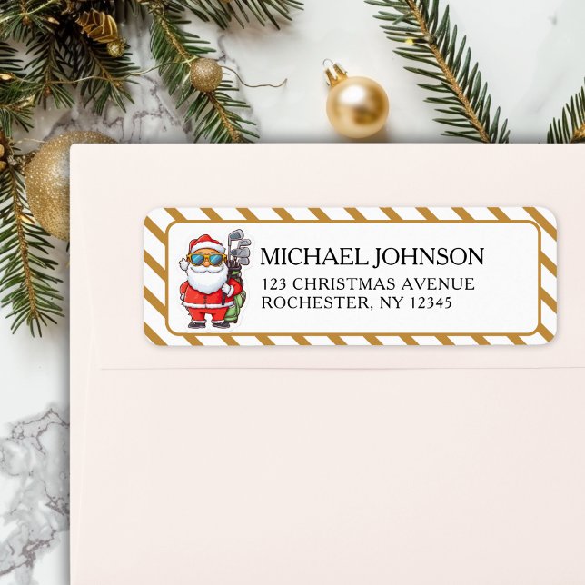 Custom Santa Golf Christmas - Funny Holiday Adress Returadress Etikett (Custom Santa Golf Christmas - Funny Holiday Adress Label)