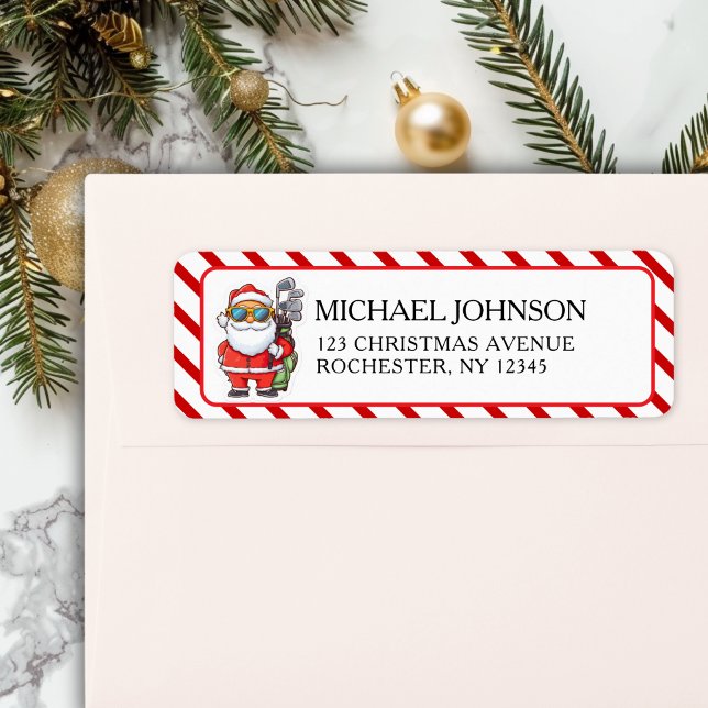 Custom Santa Golf Christmas - Funny Holiday Adress Returadress Etikett (Custom Santa Golf Christmas - Funny Holiday Adress Label)