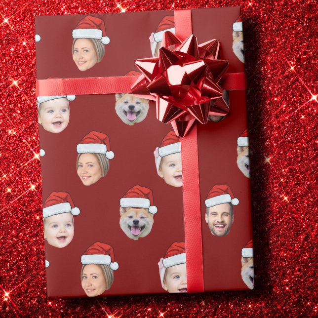 Custom Santa Hat Family Face 4 Photos Christmas Presentpapper (Skapare uppladdad)