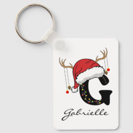 Custom Santa Monogram Keychain Gift for Friends Nyckelring