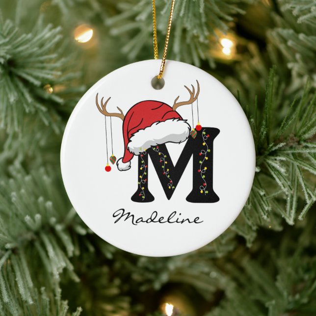 Custom Santa Monogram Ornament for Teachers (Träd)