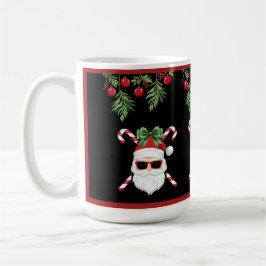 Custom Santa with Cross Canes Christmas Greeting Kaffemugg