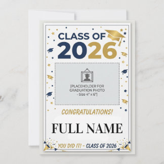 Custom School Colors Graduation Photo Card | Class Inbjudningar