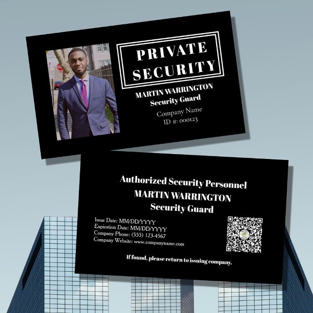 Custom Security Guard ID Photo Black Badge | Profe Visitkort (Skapare uppladdad)