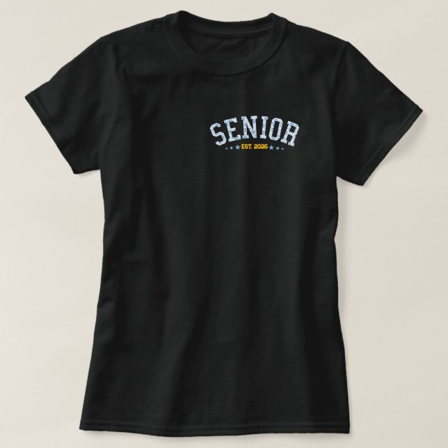 Custom Senior Class Of 2026 Graduation Blue Floral T Shirt (Design framsida)