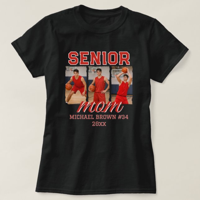 Custom Senior Mom Graduation Photo & Name T Shirt (Design framsida)