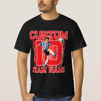 Custom senior soccer player, team name & number  t shirt