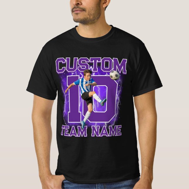 Custom senior soccer player, team name & number  t shirt (Framsida)