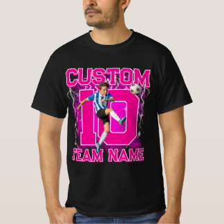 Custom senior soccer player, team name & number  t shirt