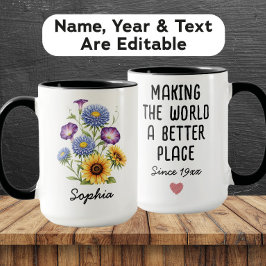 Custom September Birth Flower - Personalized Name Mugg