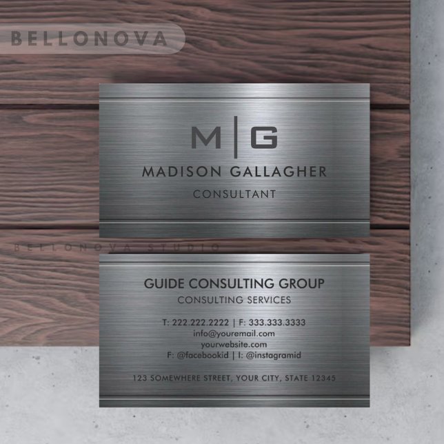 Custom Silver Grey Metal Professional Visitkort (Custom Silver Grey Metal Professional Business Card)