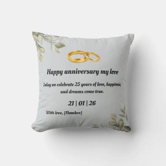 Custom Silver Wedding Anniversary Throw Pillow | E Kudde