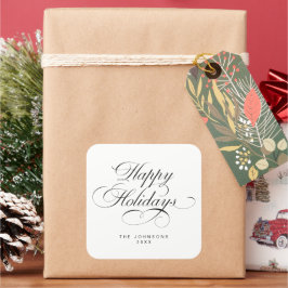 Custom Simple Elegant Script Christmas Holiday Fyrkantigt Klistermärke