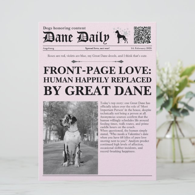 Custom Single Valentine Friends Newspaper Card Julkort (Stående Fram)