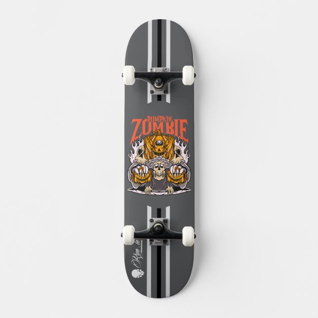 Custom Skateboard Deck - "Pumpkin Zombie"  (Framsida)