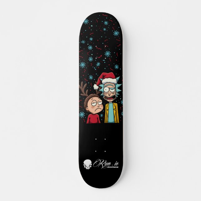 Custom Skateboard Deck - "Rick and Morty Christmas (Framsida)