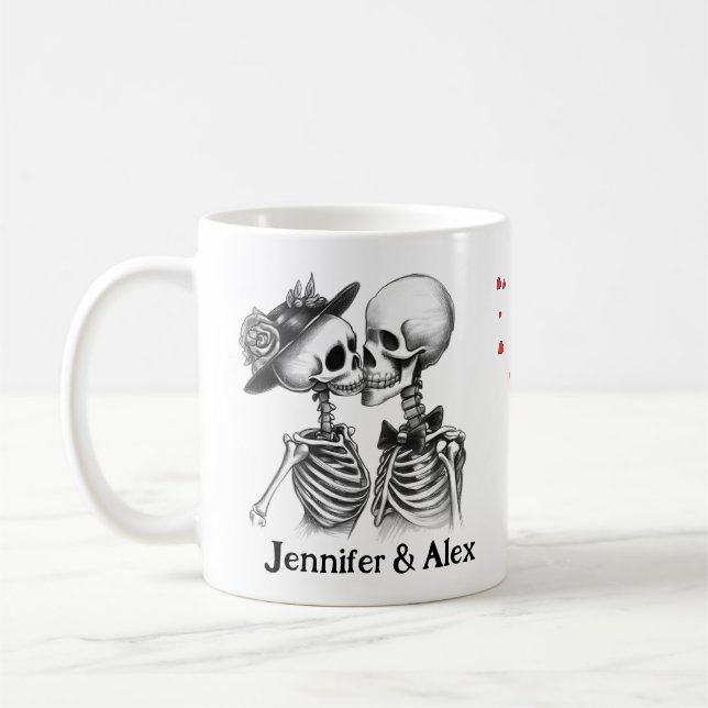 Custom Skeleton Couple Names Personalized Kaffemugg (Vänster)