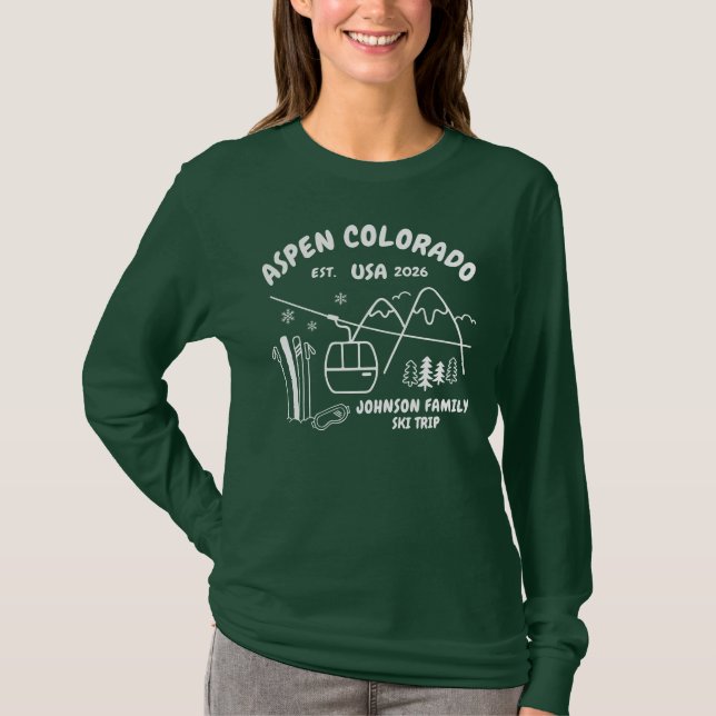 Custom Ski Trip Family Friends Group Matching T Shirt (Framsida)
